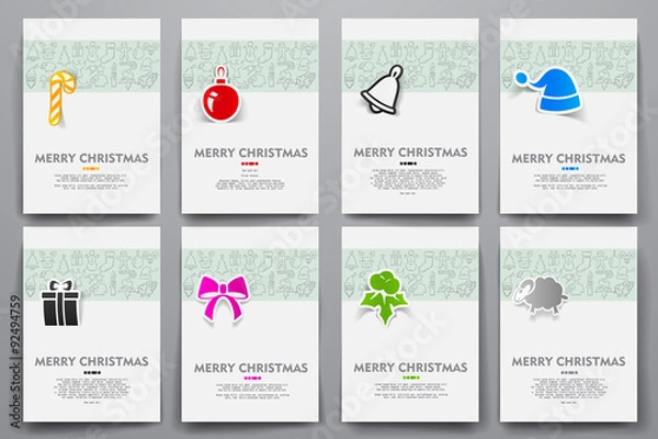 Fototapeta Corporate identity vector templates set with doodles Christmas