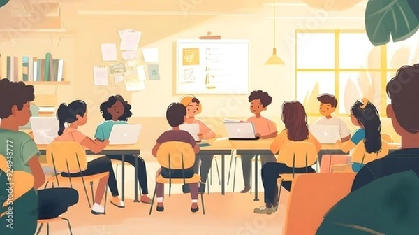 Fototapeta Equitable Access to Education:Diverse Students Learning Together for a Brighter Future