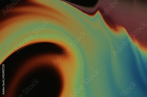 Obraz abstract noisy colorful background, rainbow gradient smears on black, dark grainy rainbow paint swirls, orange green red yellow blue colors banner poster cover abstract design, black space