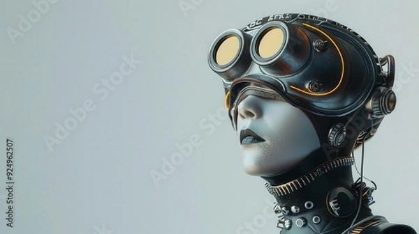 Fototapeta Scifi accessories with retro fashion, side view, blending vintage style with futuristic gear, futuristic tone, Splitcomplementary color scheme