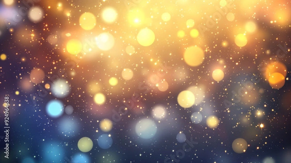 Fototapeta An abstract background with light blur and bokeh effects, featuring a vector representation of defocused sunshine, sparkling lights, and a glittering glow, perfect for a festival or white celebration 