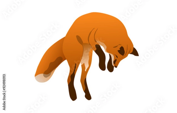 Fototapeta Fox isolated on white background. Bright picture of red fox for children. Vector illustration. Forest animal.
