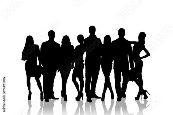 Obraz Large group of people silhouette 