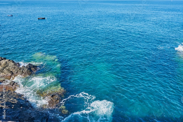 Obraz Sea foam and Atlantic Ocean waves crashing against the rocks in Los Gigantes Tenerife Spain