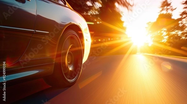 Fototapeta Anticipating Journey in Serene Sunlit Road Scene