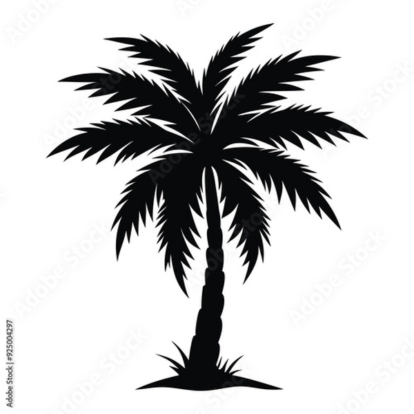 Obraz Palm tree silhouette vector illustration with black and white color