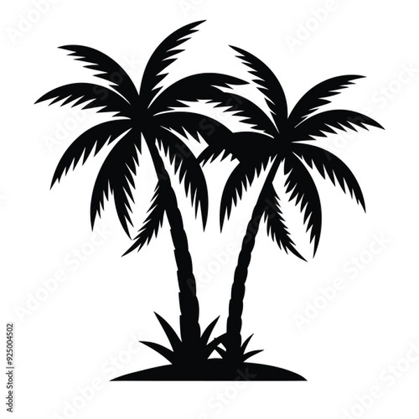 Obraz Palm tree silhouette vector illustration with black and white color