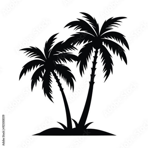Obraz Palm tree silhouette vector illustration with black and white color