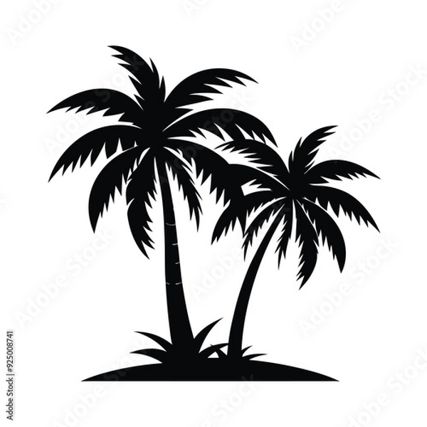 Obraz Palm tree silhouette vector illustration with black and white color