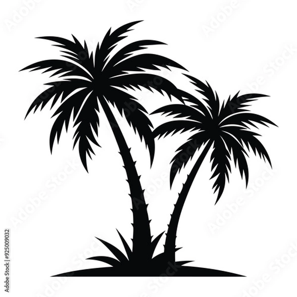 Obraz Palm tree silhouette vector illustration with black and white color