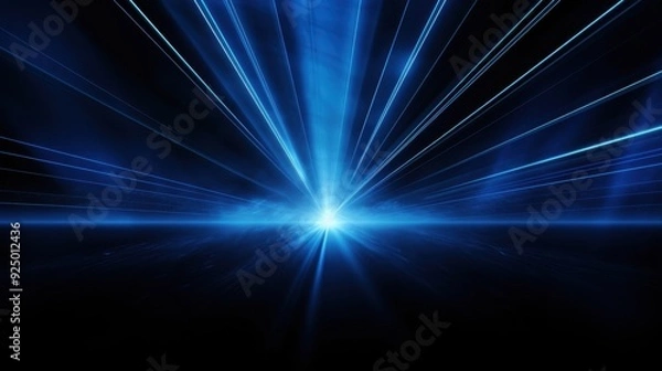 Fototapeta Abstract Blue Light Rays Converging on a Horizon