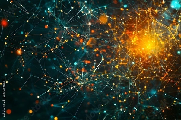 Fototapeta A network of AI neural connections representing global financial