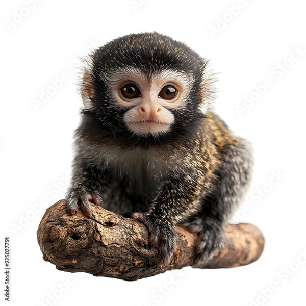 Fototapeta Close-up Portrait of a Captivating Marmoset Monkey on Plain White Background Transparent PNG