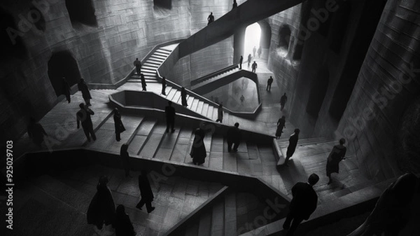 Obraz Surreal Staircase with Shadowy Figures