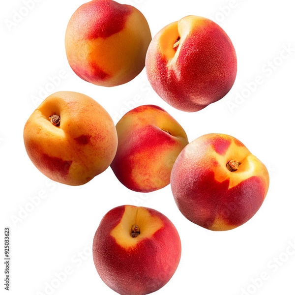 Fototapeta Falling Peaches Isolated on White Background.png