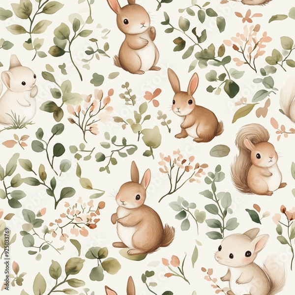 Fototapeta seamless pattern with rabbits