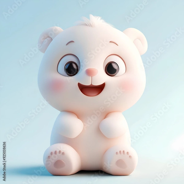 Fototapeta "Happy 3D Baby Bear - Cute and Playful Cartoon Character,AI Generative"
