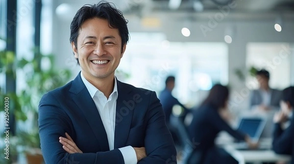Obraz 笑顔のアジア人中堅ビジネスマン05