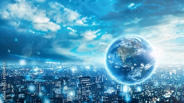 Fototapeta Global Cityscape: A Futuristic Vision of Urban Life