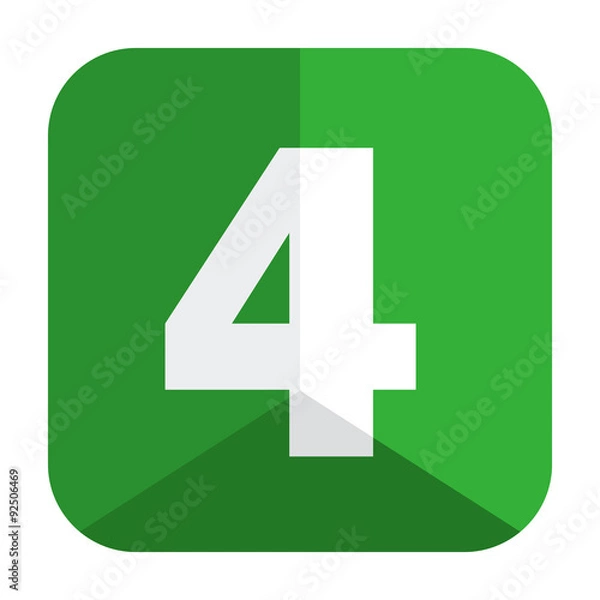 Fototapeta SQUARE VECTOR NUMBER ICON 4 (green)