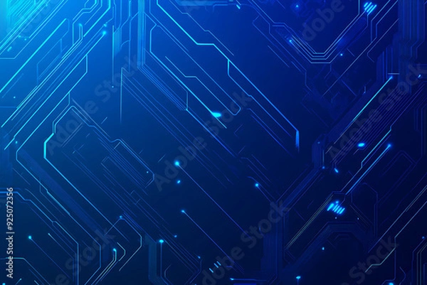 Fototapeta Futuristic vector illustration of a blue circuit board with intricate digital tech elements, perfect for advanced technology backgrounds.