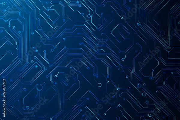 Fototapeta Futuristic vector illustration of a blue circuit board with intricate digital tech elements, perfect for advanced technology backgrounds.