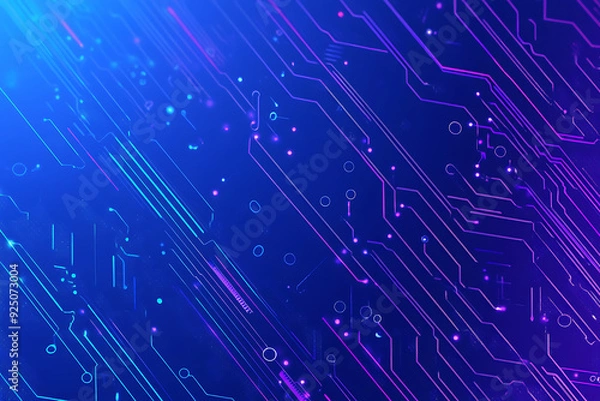 Fototapeta Futuristic vector illustration of a blue circuit board with intricate digital tech elements, perfect for advanced technology backgrounds.