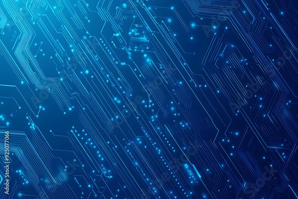 Fototapeta Futuristic vector illustration of a blue circuit board with intricate digital tech elements, perfect for advanced technology backgrounds.