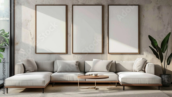 Fototapeta blank empty frames in a living room