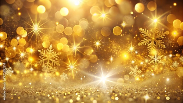 Fototapeta Christmas background with snowflakes and bokeh lights. New Year background