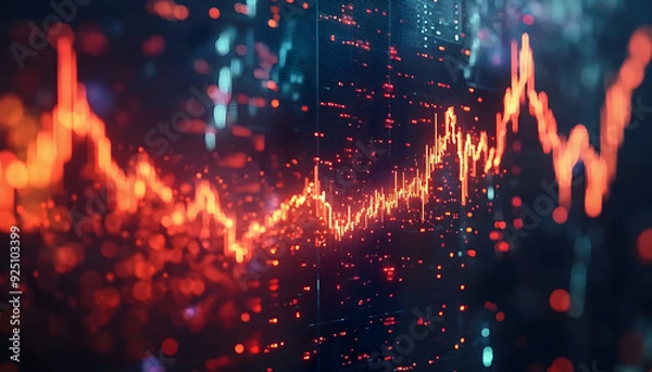 Obraz Collapsing data symbolizing a stock market crash,