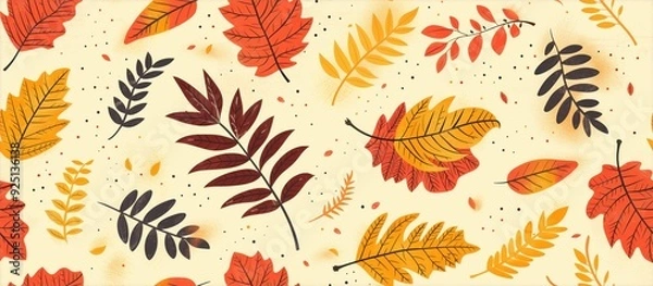 Fototapeta golden autumn fall tree leaf seamless pattern background