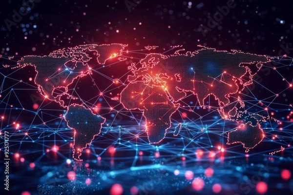 Fototapeta Global Digital Business Network Connection Illustration created with Generative AI