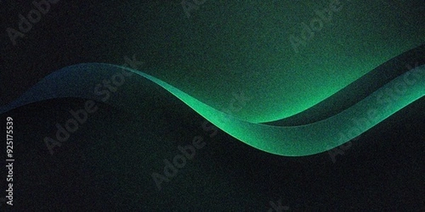Fototapeta black color gradient background blurred green neon color flow, grainy texture effect, futuristic banner design
