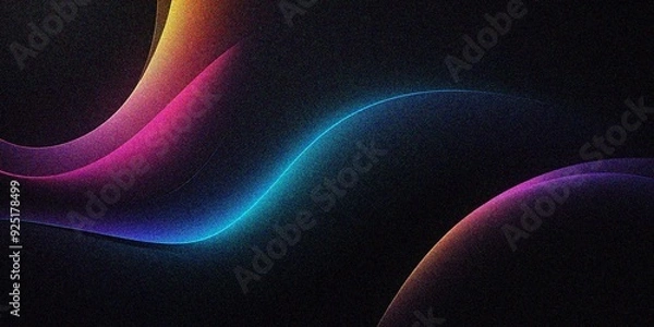 Fototapeta black color gradient background blurred neon color flow, grainy texture effect, futuristic banner design