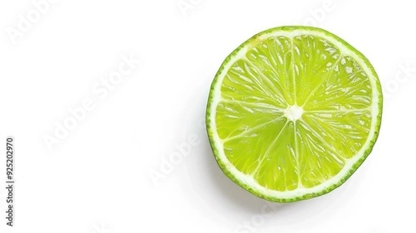 Fototapeta lime slice isolated on white background, selective focus 