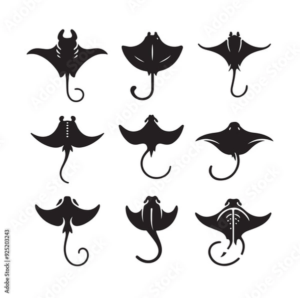 Fototapeta Stingray silhouette vector illustration set vector