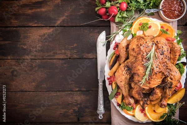 Obraz Podawany indyk pieczony z warzywami
