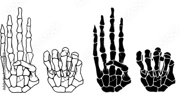 Fototapeta Sign hand signal for help skeleton hands vector illustration 