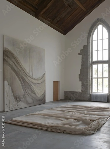Fototapeta Modern Art Installation in a Historical Building with a Large Window