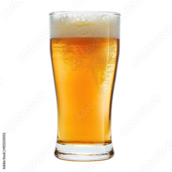 Fototapeta A glass of beer, transparent or white background
