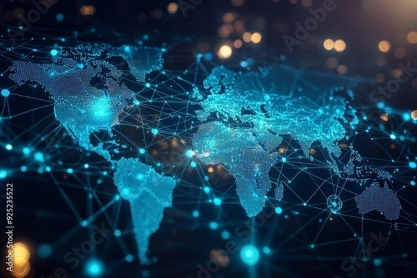 Fototapeta Global Digital Business Network Connection Illustration created with Generative AI