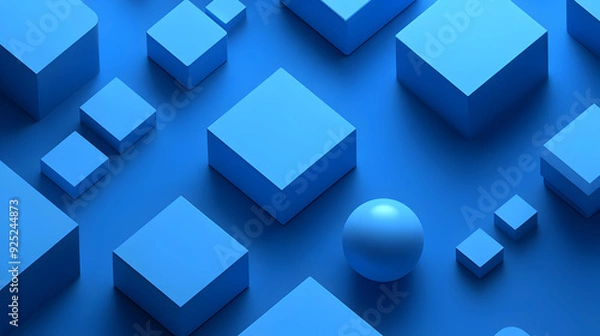 Fototapeta A collection of blue geometric shapes arranged on a surface.