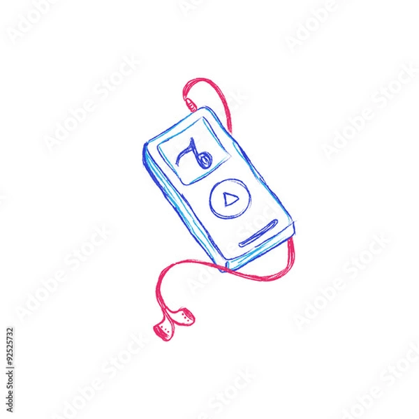 Obraz mp3, music, player, sketch, vector, illustration