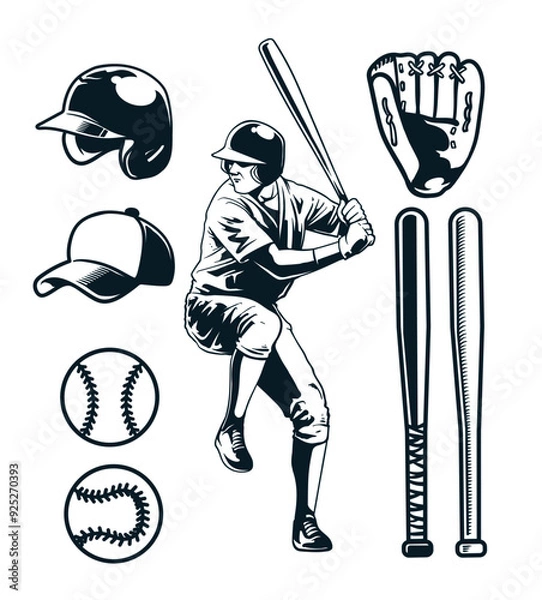 Fototapeta baseball set element design