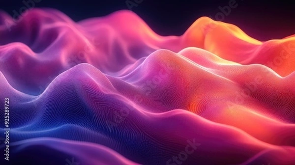 Fototapeta Abstract Digital Landscape with Vibrant Hues and Geometric Patterns