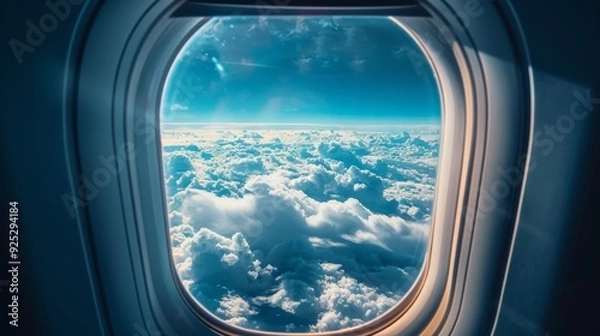 Fototapeta Stunning View of Clouds from Airplane Window