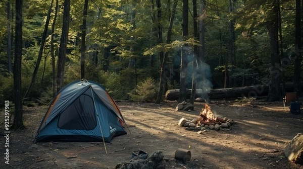 Fototapeta Camping in the Forest: A Tranquil Escape