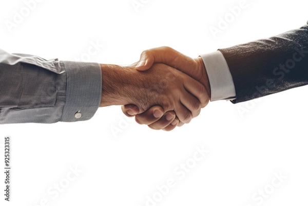 Fototapeta A real estate agent shaking hands with his client after maximizing the house sale contract, isolated on a transparent background 