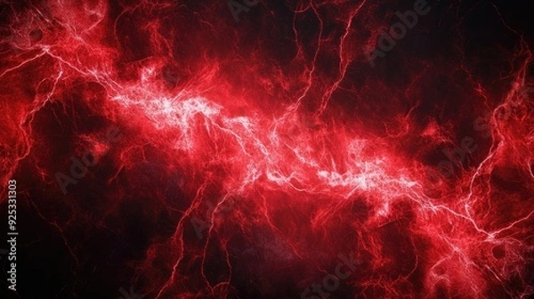 Fototapeta electric texture. red lightning on dark sky background. Thunderbolt Background	
